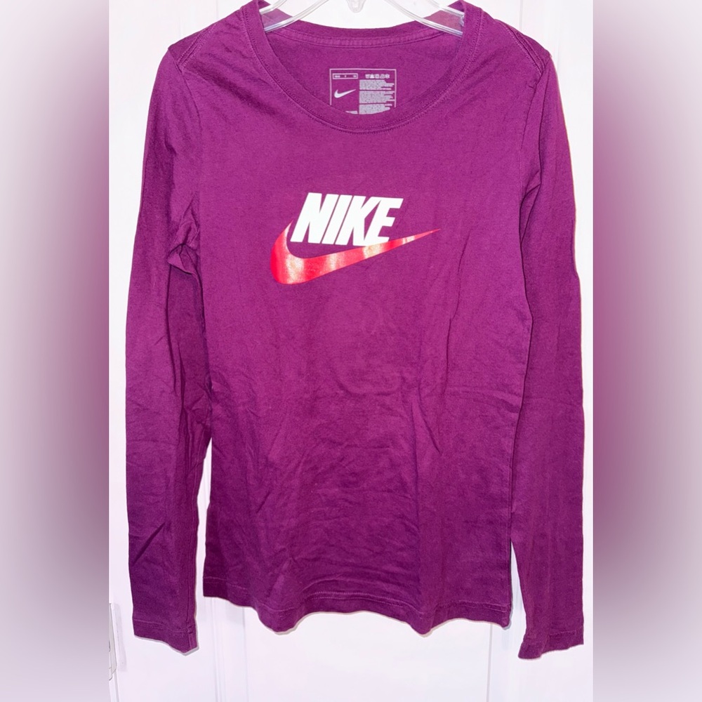 Nike Purple Long Sleeve Logo Shirt Size S